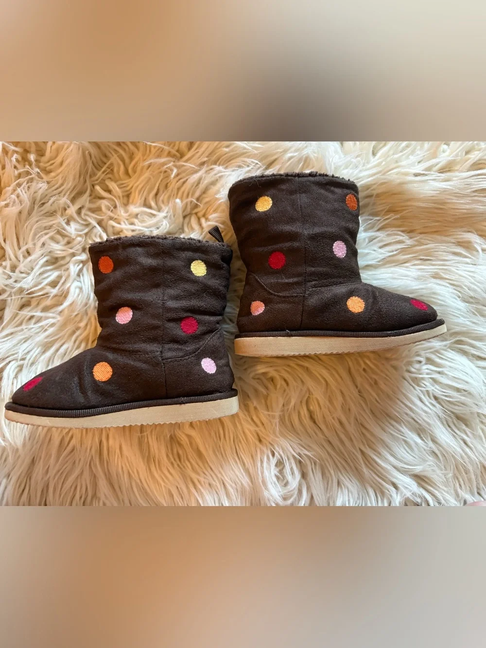 Gymboree Fall For Monkeys Sz 5 Toddler Brown Polka Dot Fall Boots 12-18 mths